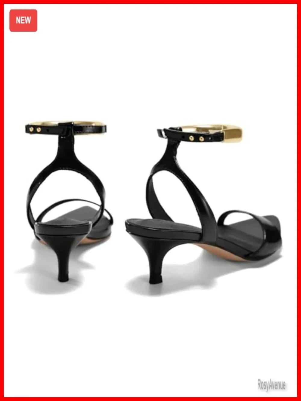 Strappy Pointed Toe Open Kitten Heel Sandals With Ankle Buckle